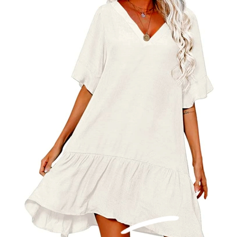 Womens Summer Dress/ Coverup White Medium